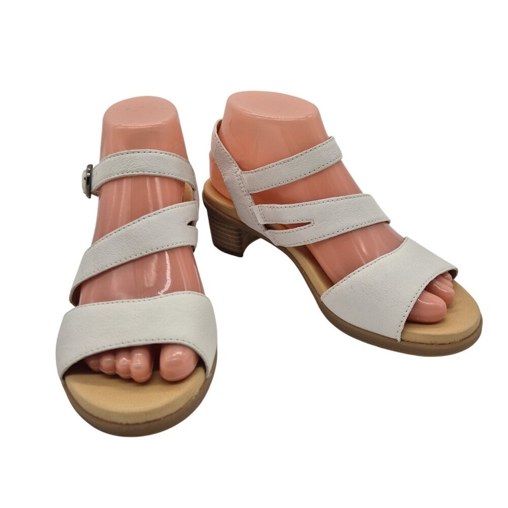 Dansko Women's Tansy White Leather Strappy Heeled Sandals Size 36 US 6 (210)